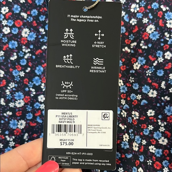 Walter Hagen Men's Polo with Navy and Red Floral Pattern - Picture 2 of 6